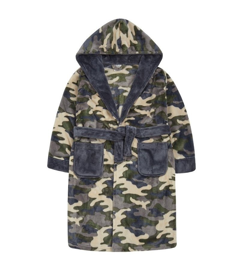 4 Kidz Boys Camouflage Dressing Gown PACK OF 4