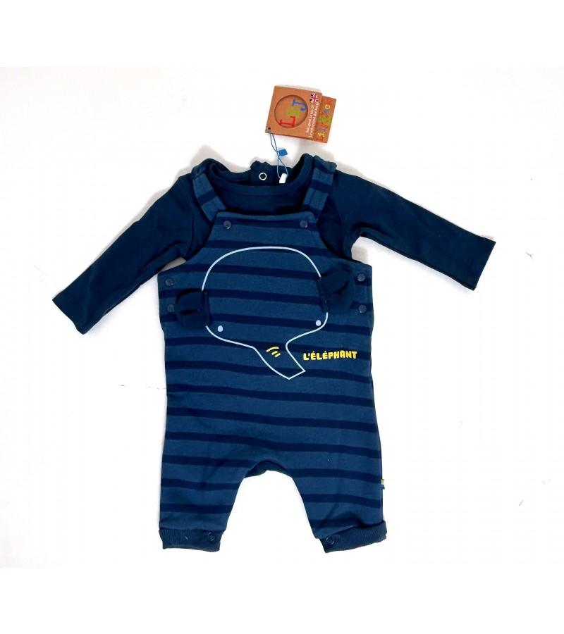 LILY & JACK Baby Boys L'Elephant Dungaree Set PACK OF 12