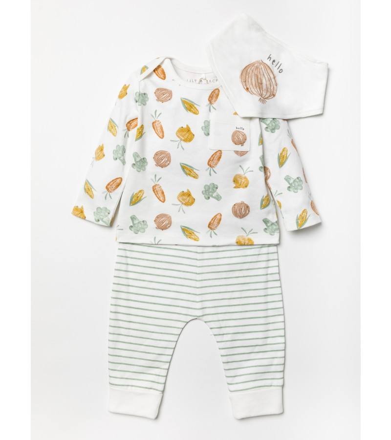 Lily & Jack Green Label 3pc Baby set with Bib PACK OF 12