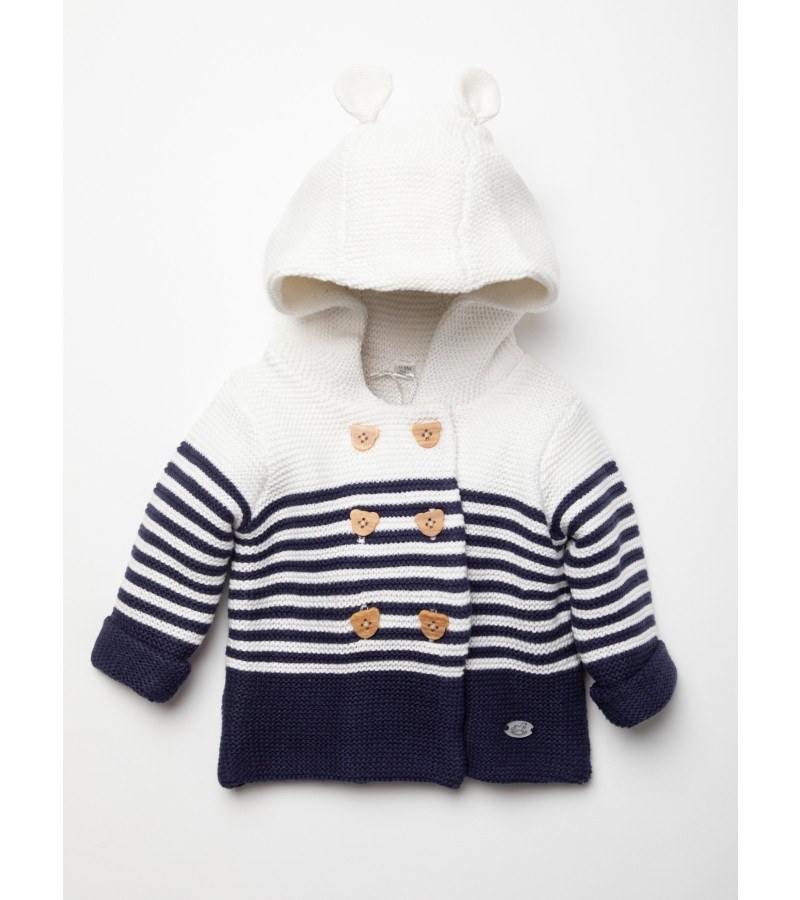Rock a Bye Baby Boutique Baby Boys White/Navy Blue Striped Cardigan PACK OF 6