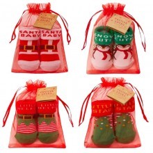 Christmas Festive Socks Baby Girls and Boys Socks in Organza Bag PACK OF 16