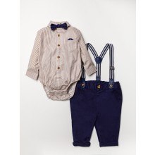 REDUCED PRICE Little Gent Baby Boys 3pc Striped shirt and Braces set TWO SIZES ONLY PACK OF 6