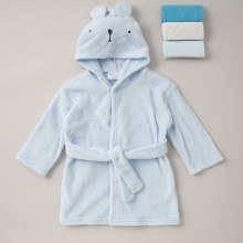 Rock A Bye Baby Boutique Baby Boys Hooded Rabbit Robe and Washcloth Set PACK OF 6