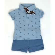 Little Gent Baby Boys Dino Print Collared t-shirt and Short Set PACK OF 12