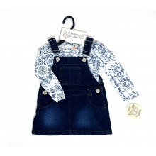 Sweet butterfly Denim Pinafore and Paisley Top set PACK OF 12