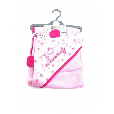 Pitter Pater 'I Love Mummy' Baby Girls Hooded Towel PACK OF 6