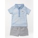 Little Gent Striped Collared Tee and shorts Set PACK OF 12
