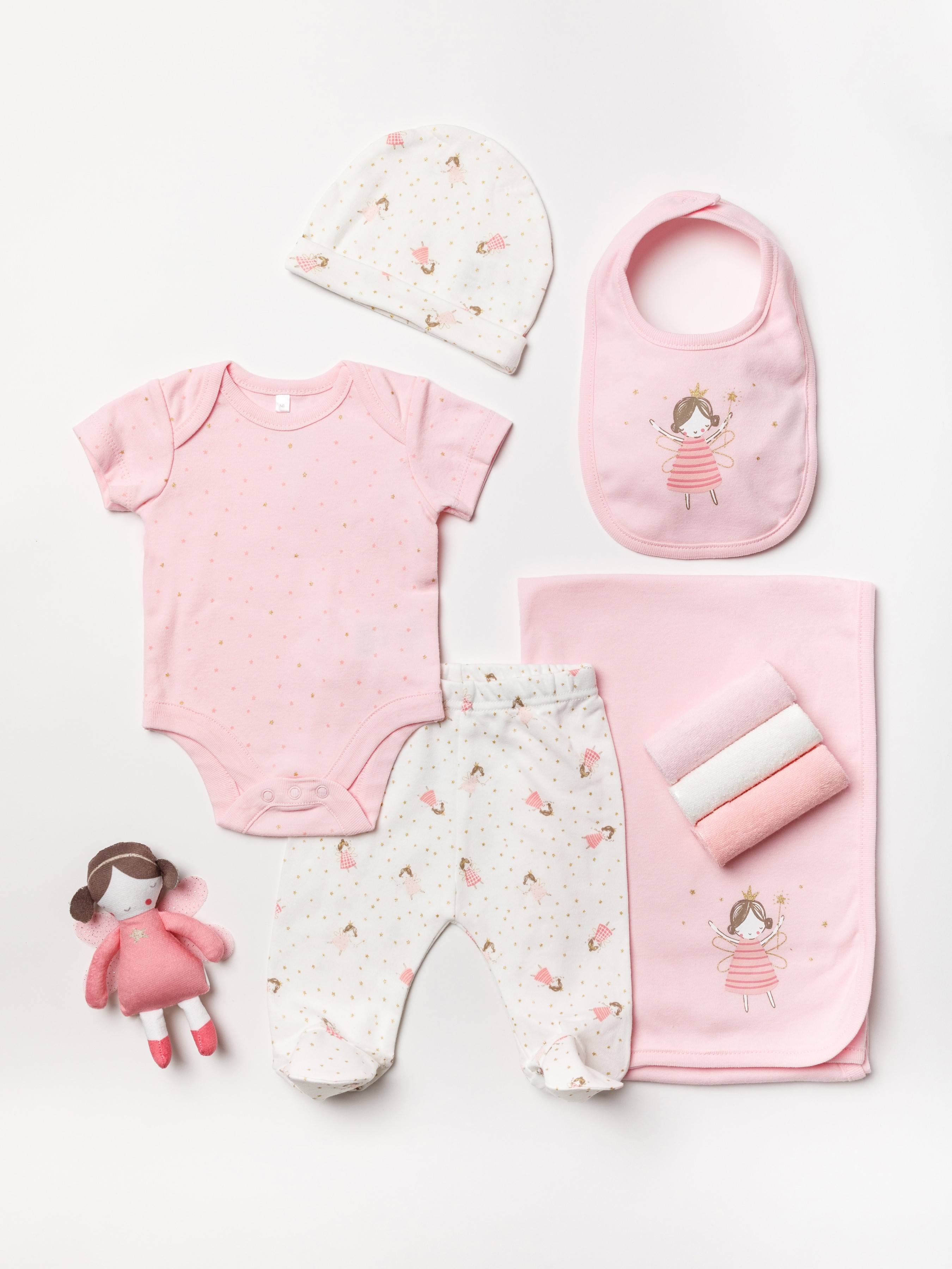 Rock A Bye Baby 'Fairy' Baby Girls 10 Pieces Gift Set in Net Bag PACK OF 4