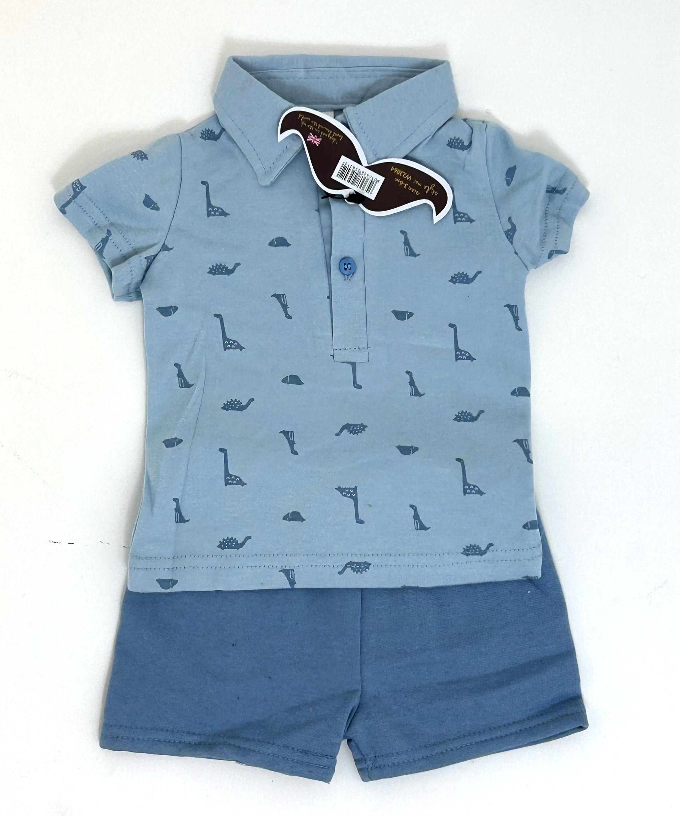 Little Gent Baby Boys Dino Print Collared t-shirt and Short Set PACK OF 12