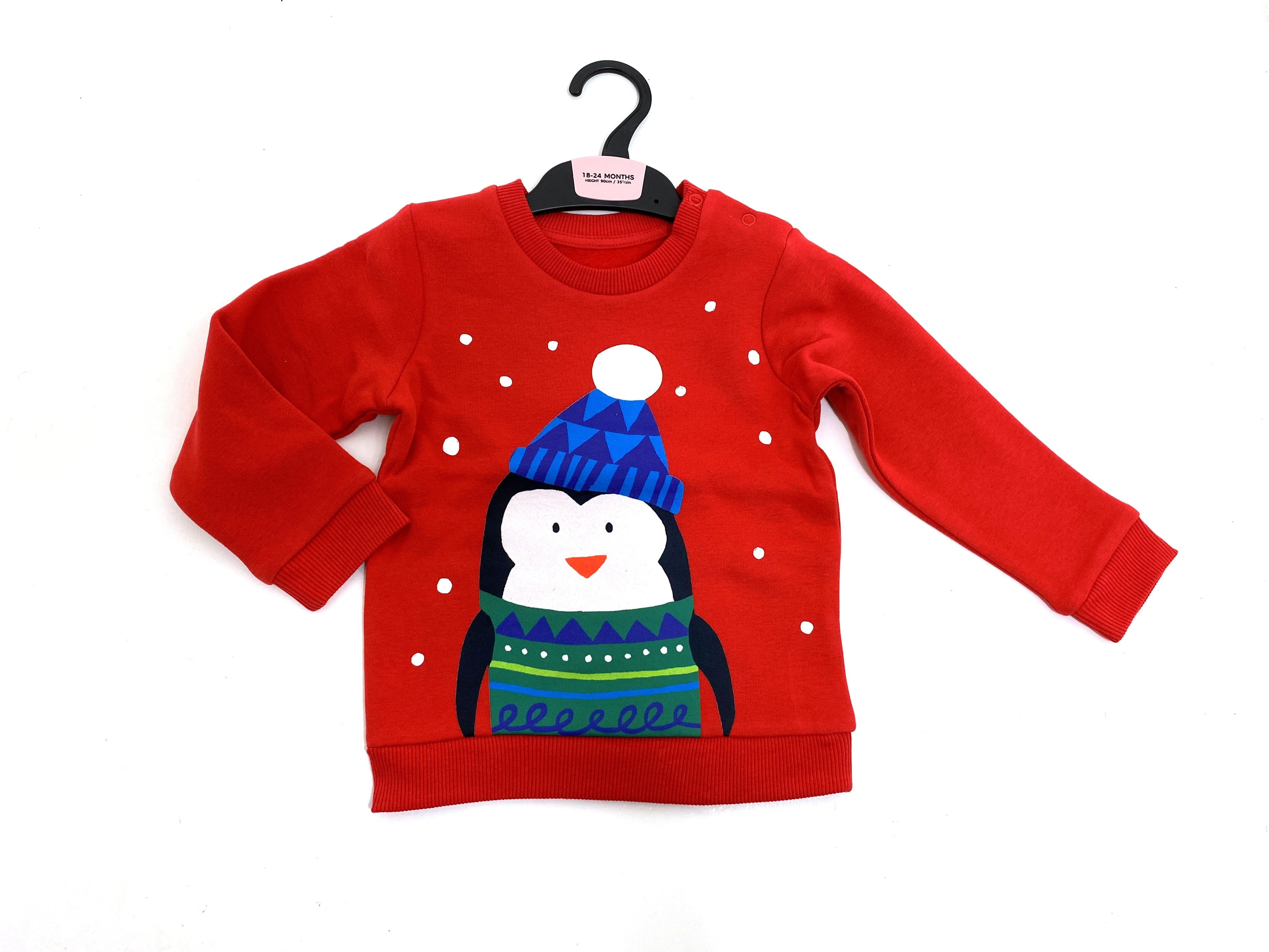 Christmas 'Penguin' Girls Sweatshirt ONE SIZE 18-24 MTHS PACK OF 4