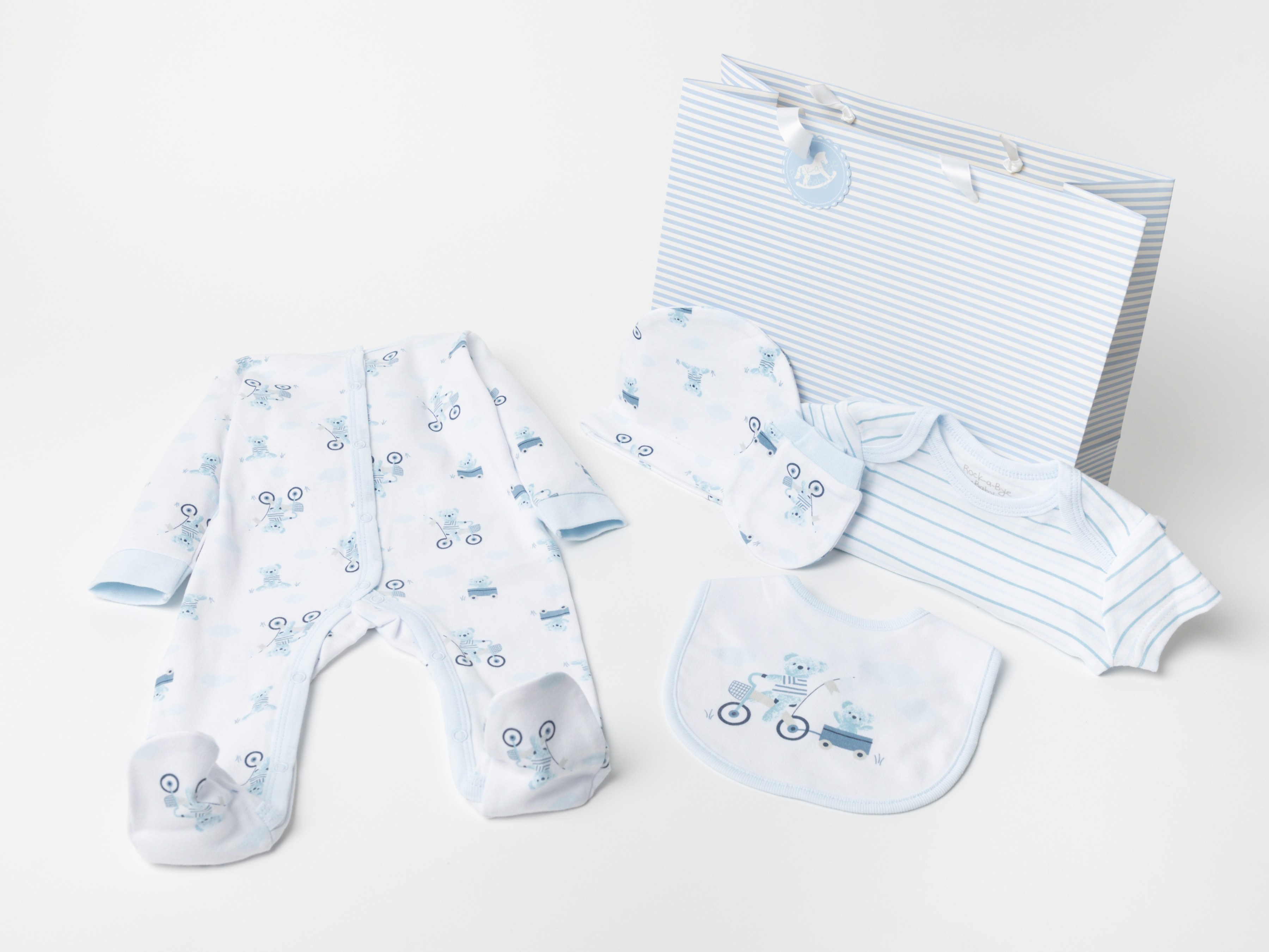 Rock a Bye Baby Boutique  'Bear'  Baby Boys 5 Piece Set PACK OF 4